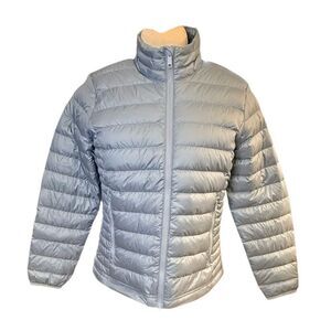 Quince Lightweight Down Packable Puffer Jacket 90% Goose Down Medium Blue